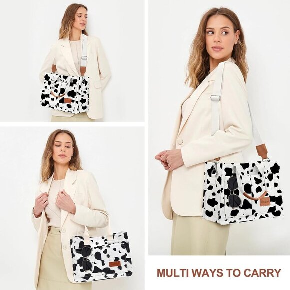 Canvas Tote Bag Women Large Capacity Multiple Pockets Work Purse Bible Tote - Picture 3 of 6